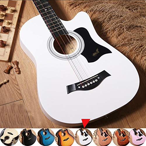 Akustikgitarre Klassikgitarre Westerngitarren Massivholz Anfänger Cutaway Schlachtschiff Voller Ton Musikinstrument Mit Wasserfeste Hülle, Gurt, Tuner Und Pick, 8 Farben Gdming