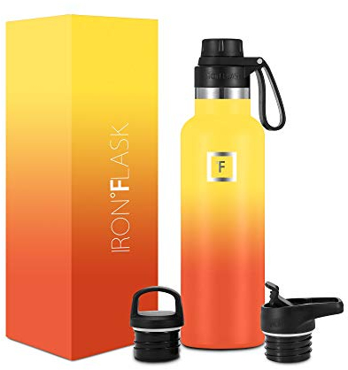 Insulated Water Bottle with Spout Lid Narrow - 590ml (3 Lids) - Cold 24hrs & Hot 12hrs Drinks - Double-Walled Stainless Steel Metal Leakproof Travel Sports Gym Camping & Hiking Hydration Flask