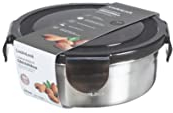 LocknLock Edelstahl Vorratsdose mit Deckel, Rund, 270 ml Ø 130 × 48 mm, BPA-Frei, Spülmaschinengeeignet, Gefriertruhengeeignet bis -20°C, Edelstahl Aufbewahrungsbox mit Deckel