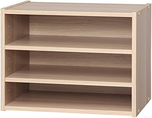 Iris Ohyama, Kleines Aufbewahrungsmöbel, Nachttisch, Beistellmöbel, 3 verstellbare Regale alle 3.2 cm, Büro, Schlafzimmer, Wohnzimmer - STB-400T - Hellbraun