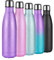 flintronic Stainless Steel Water Bottle, 500ml Double Walled Vacuum Flask with Cleaning Brush, BPA Free 12 Hours Hot&Cold Sport Drink Bottle for Gym, Home, Office, Outdoor, Work(Shining Purple)
