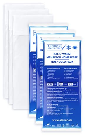 ALERION® 3x Kalt Warm Kompresse12x29 cm Set Angebot mit Vlieshülle Mehrfach Kompresse Wiederverwendbar Mikrowellen geeignet + 3 Vlieshüllen Coolpad Kühlpads Blau