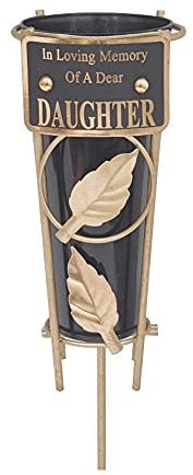 Grave Vases with Spike Grave Ornaments - Memorial Plaques/Black Vases Flower Holders with Personalised Quotes; Metal Spikes Grave Decorations in Loving Memory of your Loved Ones (Daughter)