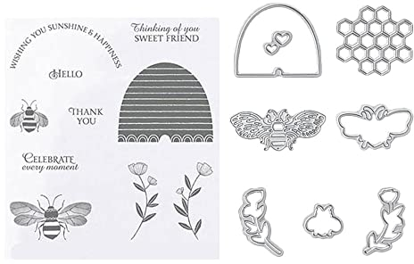 GIVBRO Transparente Stempel, Aufkleber, Stanzform, Blume, Bienenmuster, Schablone, Siegel, Prägeschablone, Scrapbooking, DIY Form