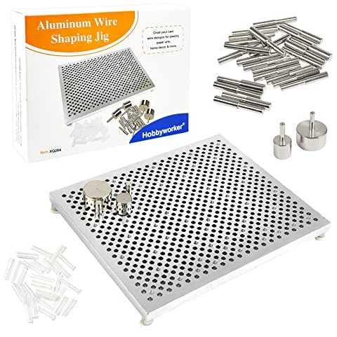 hobbyworker Wire Bending Jig, Wire Jig für Schmuckherstellung mit 30 Metallstiften für Drahtbiegung und Schmuckherstellung, Aluminium, Unisex, Erwachsene, 14 x 11,5 x 1,5 cm, nicht faltbar
