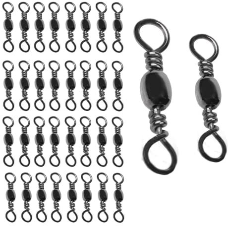 200 Pcs Fishing Rolling Swivel Fishing Barrel Solid Ring Barrel Fishing Swivel Rolling Size 9# and 10# with Solid Ring Fishing Hook Fishing Terminal Tackle Accessories for Saltwater or Freshwater