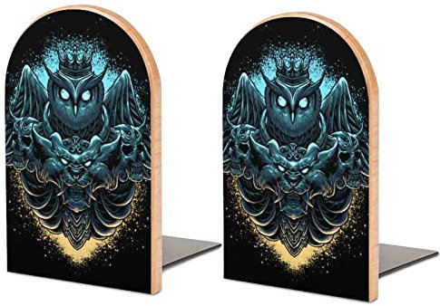 Packung Mit 2 Buchstützen Eule Und nkopf Rutschfester Bücherständer Aus Holz Bücherregal Bücherhalter Für Home Desk Office Library