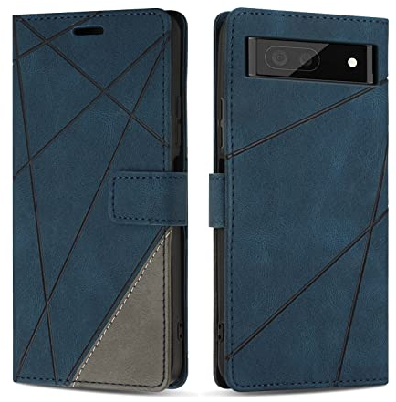 SONWO Etui Coque pour Google Pixel 6A, Protection Housse en Cuir PU Portefeuille Livre pour Google Pixel 6A, Emplacements Cartes, Bleu