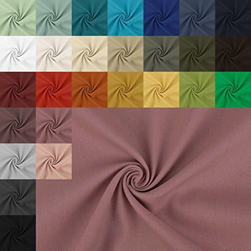 Canvas stabiler Stoff Meterware - reißfester Taschenstoff - schwerer Baumwollstoff - Baumwolle Uni - Trachtenstoff - Panama - 50 x 150 cm, Farbe: 014 altrosa