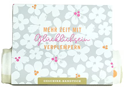 HappyLife Geschirrhandtuch, 100% hochwertige Baumwolle, weich und saugfähig, Sprüche, Ideal für die Küche oder als Geschenk - 50 x 70 cm (Mehr Zeit mit Glücklichsein)