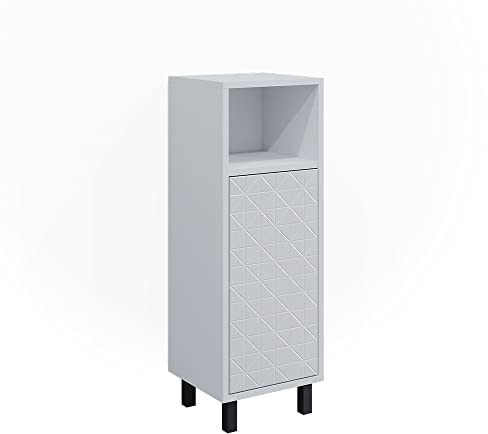 Vicco Meuble de Rangement de Salle de Bain Agasta, Blanc Haute Brillance, 30 x 87.2 cm