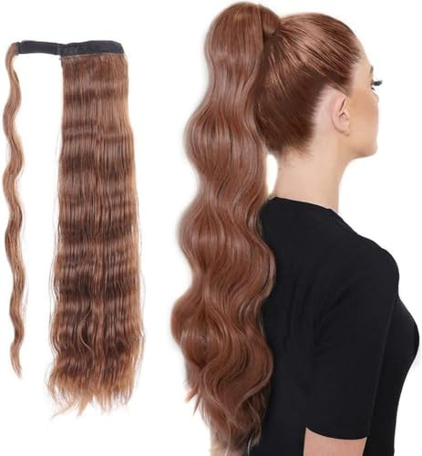 QKEPCY Welliges Pferdeschwanz Haarteil Clip Zopf Haarverlängerung Natürlich Aussehend Lockig Pferdeschwanz Haarteil Synthetisch Haar Accessoire