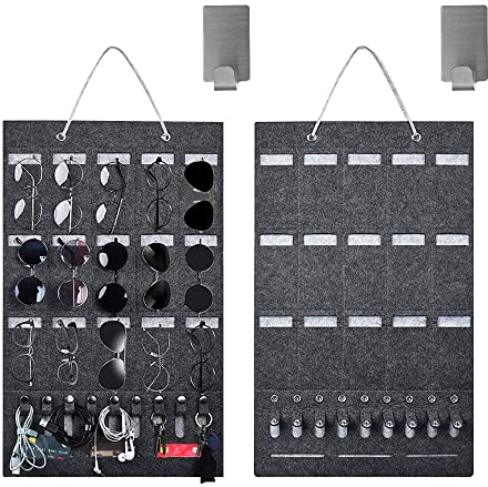 LANSKYLAN 15 Filzschlitze Brillenaufbewahrung Hängend Brillen Aufbewahrung Wand Brille Aufbewahren Sonnenbrillen Aufbewahrung Hängende Sonnenbrille Organizer Filz Sonnenbrillenhalter für die Wand