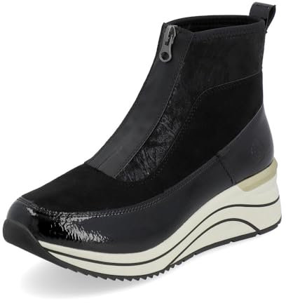 Remonte Damen High-Top Sneaker D0T71, Frauen Halbschuhe,lose Einlage,Laufschuhe,Stiefel,halbstiefel,Boots,Booties,reißverschluss,schwarz (01),38 EU