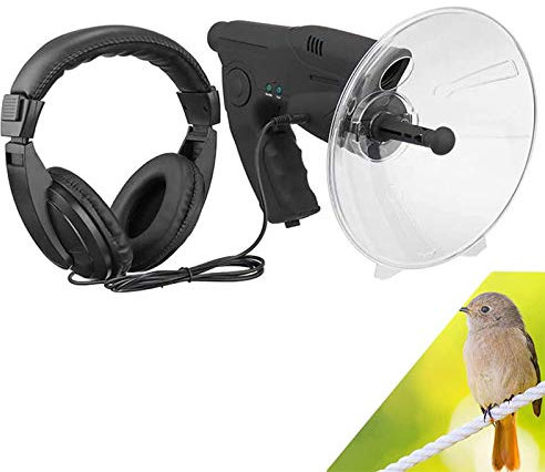 DERBUT Microphone parabolique monoculaire, amplificateur de Son Espion Oreille bionique Appareil d'écoute, Appareil d'écoute Longue portée jusqu'à 300 Pieds grossissement 8X pour télescope