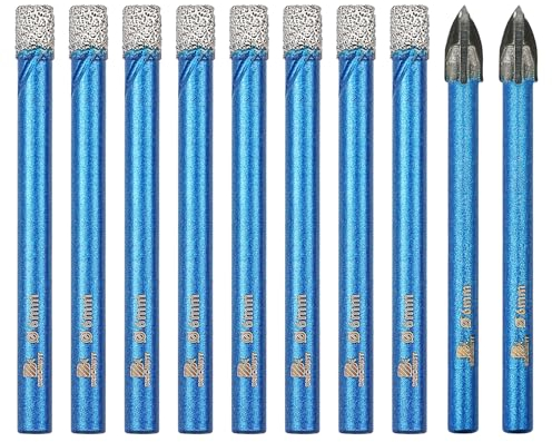 Forets Mèches Diamant Carrelage 6mm - BRSCHNITT Foret Céramique pour Porcelaine,Céramique, Granit,Carrelage(10 Pièces)