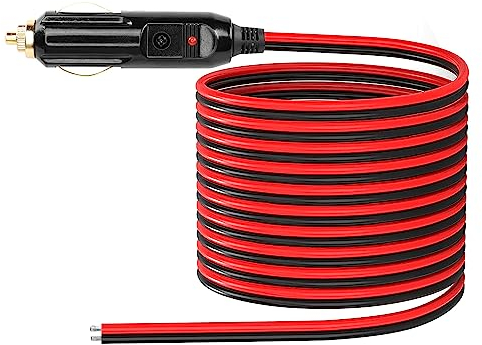 CERRXIAN Cavo maschio per accendisigari, 12 V, ricambio per accendisigari dell'auto, con fusibile 20 A, cavo posteriore stagnato 13 AWG (2 m)