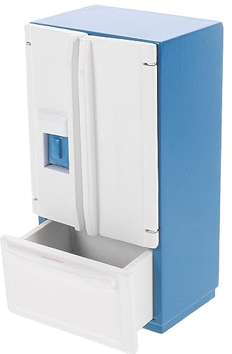 ibasenice Muebles De Casa Mini Nevera Mini Casa Pequeña Heladera Casa De Muñecas Congelador Mini Nevera Decoración Congelador De Cocina Simulado Juego De Muebles Madera Puerta Doble