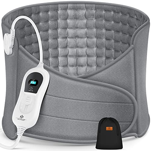 KESSER® Heizkissen elektrisch für Bauch und Rücken Inkl. Tasche - Heizgürtel mit 3 Temperaturstufen & Abschaltautomatik - Wärmegürtel mit verstellbarem Band und Klettverschluss Grau