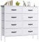 LYNCOHOME Kommode mit Schubladen, Kommode aus Stoff, Sideboard TV Schrank mit 8 Stoffschubladen, Aufbewahrungsschrank Schlafzimmer Schubladenschrank Küche Ordnungsmöbel für Büro Flur