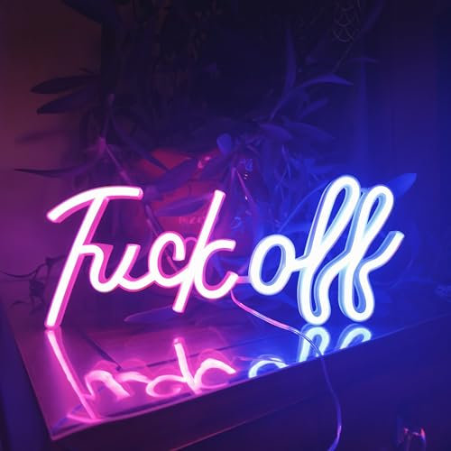USB/Batteriebetriebenes Neonschild Fuck Off Led Hängende Neon-Nachtlichter für Teenager Schlafzimmer Spielzimmer Wanddekoration,Leuchtreklame Game Wandkunst für Halloween Weihnachts (Rosa+Blau)
