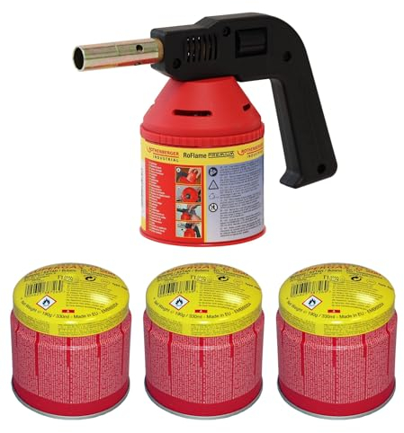 ROTHENBERGER Industrial Lötlampe Premium | löten | lötbrenner | bunsenbrenner | inkl. 3 C200 Supergas Stechgaskartusche