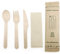 Enviropack 50 Individually Wrapped Wooden Cutlery Sets, Biodegradable Cutlery Sets. Each Set Contain Fork, Knife, Spoon and Napkin Wrapped in Kraft Paper Bags