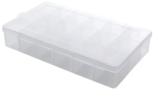 NOUYAGOV 18 Grids Craft Storage Boxes with Compartments, 18 Grids Plastic Organiser Box with Lids,Bead Organizer Boxes with Adjustable Divider Craft Storage Box for Jewelry Beads Small Accessories