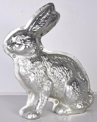 Vintage Hase Silber Osterhase Antik Hasenbackform Stil Industrial Hasenfigur 28cm lup123 Palazzo Exklusiv