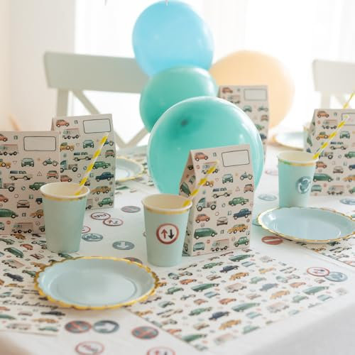 lachentutgut.de Ultimatives Partyset zum Auto Geburtstag - Kindergeburtstag Deko fürJungs und Mädchen - 148 Teile - liebevolle Dekoration für den Kindergeburtstag - produziert in der EU