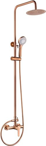 Colonne de douche extensible 88-125 cm - Kit de douche - Mitigeur de barre de douche avec pommeau de douche Felxo argenté BDR001 (or rose brossé)