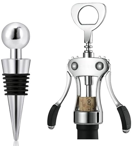 Wine Opener - Wing Corkscrew, Stainless Steel Wing Corkscrew, Beer Bottle Openers with Stopper Set, Wine Bottle Opener, Caps Bottle Opener Used in Kitchen, Restaurant, Chateau and Bars