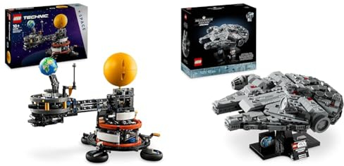 LEGO Technic Sonne Erde Mond Modell Spielset, Geschenk für Kinder ab 10 Jahren & Star Wars Millennium Falcon, 25. Jahrestag Set für Erwachsene