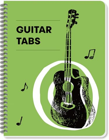INKNOTE Taccuino per tablature per chitarra in bianco con linguette per chitarra per musica composizione musicale Scrittura di canzoni e registrazione di yous song paperback 28,4 x 21,1 cm