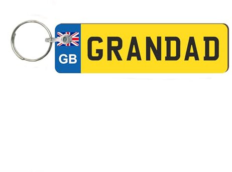Pixie's Gifts Custom License Plate Keychain - Wooden Number Plate Keyring - Mini Number Plate Key Ring - Name Plate Keychain - Just Passed Milestones (Standard designs, GRANDAD)