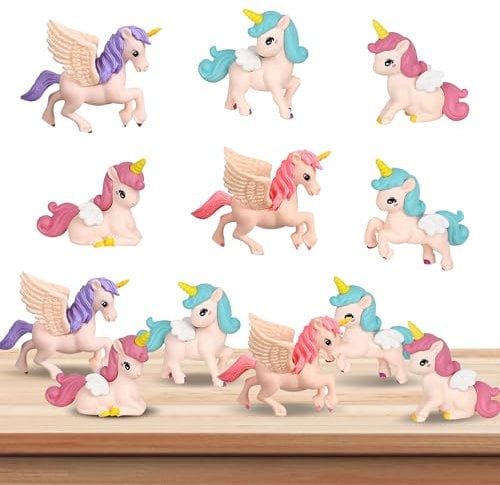 Xsstarmi 6 Pack Horse Unicorn Cake Topper Lovely Flying Unicorn Cake Decorations Miniature Resin Mini Unicorn Figures Cake Toppers for DIY Moss Landscape Dollhouse Birthday Party Decorations