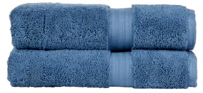Christy Renaissance 2 Bath Towels Set | Denim Blue | 100% Egyptian Cotton Pile | Luxuriously Soft and Super Absorbent | 675 GSM | Plush Fluffy and Long Lasting