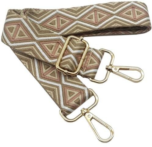 Verstellbarer Schultergurt für Taschen Beige Rosa Khaki, Taschengurte zum Wechseln, Taschengurt Breit mit Karabiner Gold, 80-130 cm Tragegurt Tasche für Damen Schulterriemen, Handtasche, 3.8cm, 1222