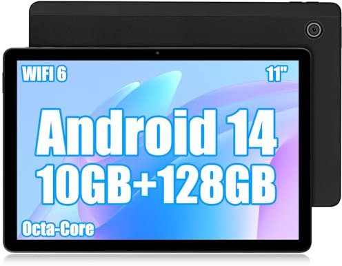 Ainmel Tablette 11 Pouces, Android 14 Tablette with Octa Core 2.0GHz Processor, 10GB RAM 128GB ROM 1TB TF, 5G+2.4G WiFi 6, 8+5MP Dual Camera, 6800 mAh Batterie, Bluetooth 5.0 Noir