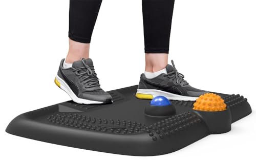 Anti-Ermüdungsmatte für Steharbeitsplätze – Ergonomische Stehmatte mit 2 Massagebällen, rutschfeste und Komfortable Bodenmatte für Büro, Home-Office und Zuhause (Orange, Einheitsgröße)