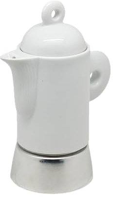 AKINDA Home - Caffettiera da 1 tazza in porcellana con base in alluminio - caffettiera porcellana - moka 1 tazza - caffettiera bianca - base alluminio - caffettiera elegante