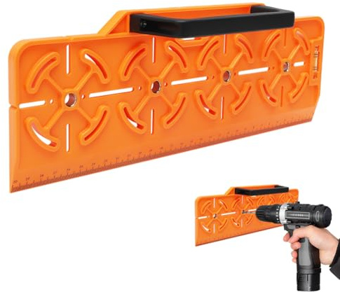 Bohrschablone Steckdose, Bohrschablone mit Griff und 30cm Lineal, 71mm Abstand Steckdosenbohrer, Elektriker Schablone für unebene Wände, Elektroinstallation Rohbau Trockenbau