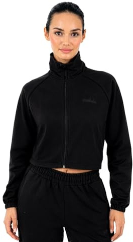 SMILODOX Trainingsjacke Damen Ylena, Loose Fit Cropped Langarm Jacke mit Stehkragen, Front-Zipper und Kordelzug, Saum, Sportlich-Clean, Gymjacke & Outdoorjacke, Longsleeve, Sportswear