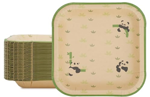 Paper Plates 8.5 Inch(22cm), 30 Pack Disposable Bamboo Pulp Square Plates