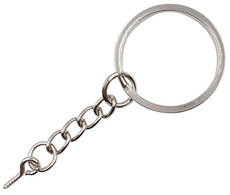 Ucatcher 50 PCS Flat Split Key Chains Rings with Open Jump Ring Chain Extender and Screw Eye Pin Connector for Jewelry Findings Making, 1 Inch Diameter