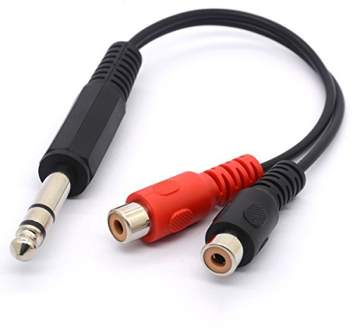 Câble adaptateur répartiteur de 20 cm - Prise jack stéréo TRS de 6,35 mm vers 2 fiches femelles phono RCA