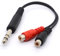 Câble adaptateur répartiteur de 20 cm - Prise jack stéréo TRS de 6,35 mm vers 2 fiches femelles phono RCA
