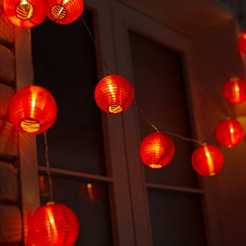 Amants01 Red Lantern String Lights 13.12 ft 20 LEDs Battery Operated Hanging Lanterns String Lights for Chinese New Year,Spring Festival,Wedding,Party Decoration,Christmas