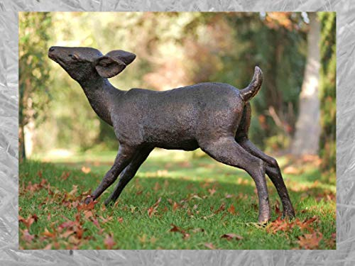 IDYL Bronze-Skulptur REH | 60x40x81 cm | Tierfigur aus Bronze handgefertigt | Gartenskulptur oder Teich-Dekoration | Hochwertiges Kunsthandwerk | Wetterfest