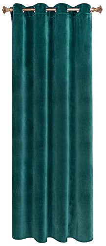 WOLTU Verdunklungsgardine mit Ösen Samtvorhang Blickdicht Thermogardine, 300 g/m² Schwere lichtundurchlässige Verdunklungsvorhang für Schlafzimmer Geräuschreduzierung Dunkelgrün 140x225 cm (1 Stück)